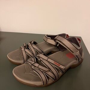 TEVA Tirra Sport Sandal - Strappy Coral and Tan Hiking Sandals